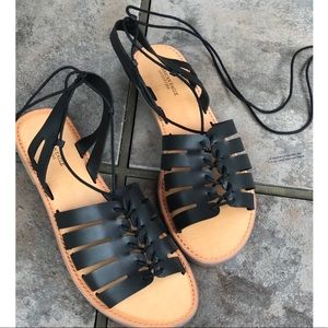 Black Lace up Sandals